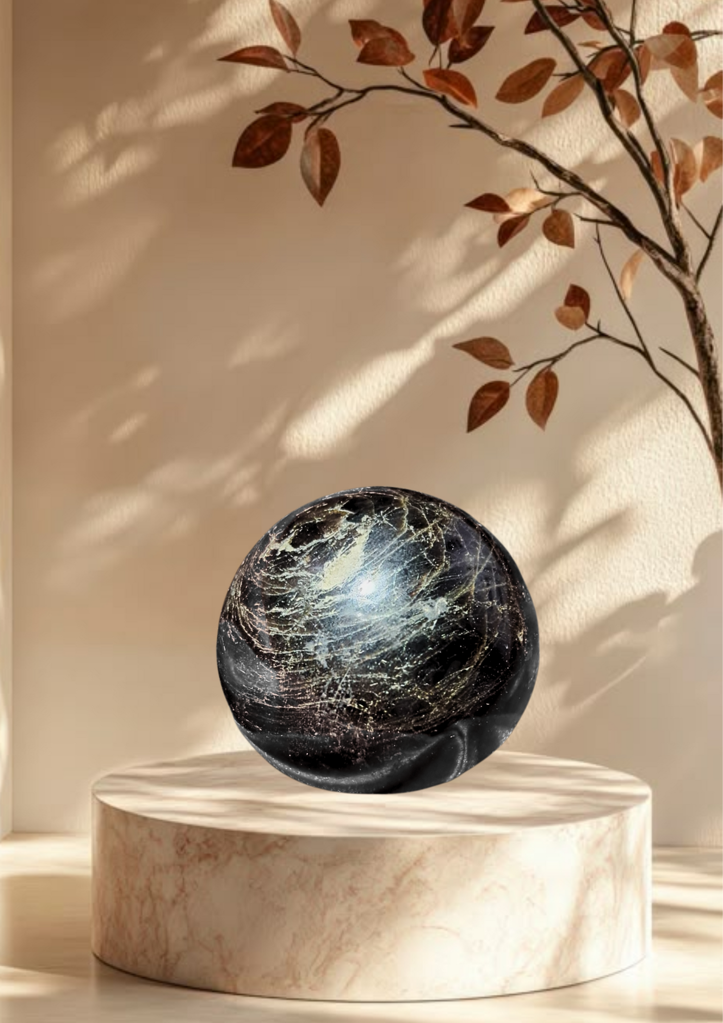 Energized Black Tourmaline Sphere - 244 Gm